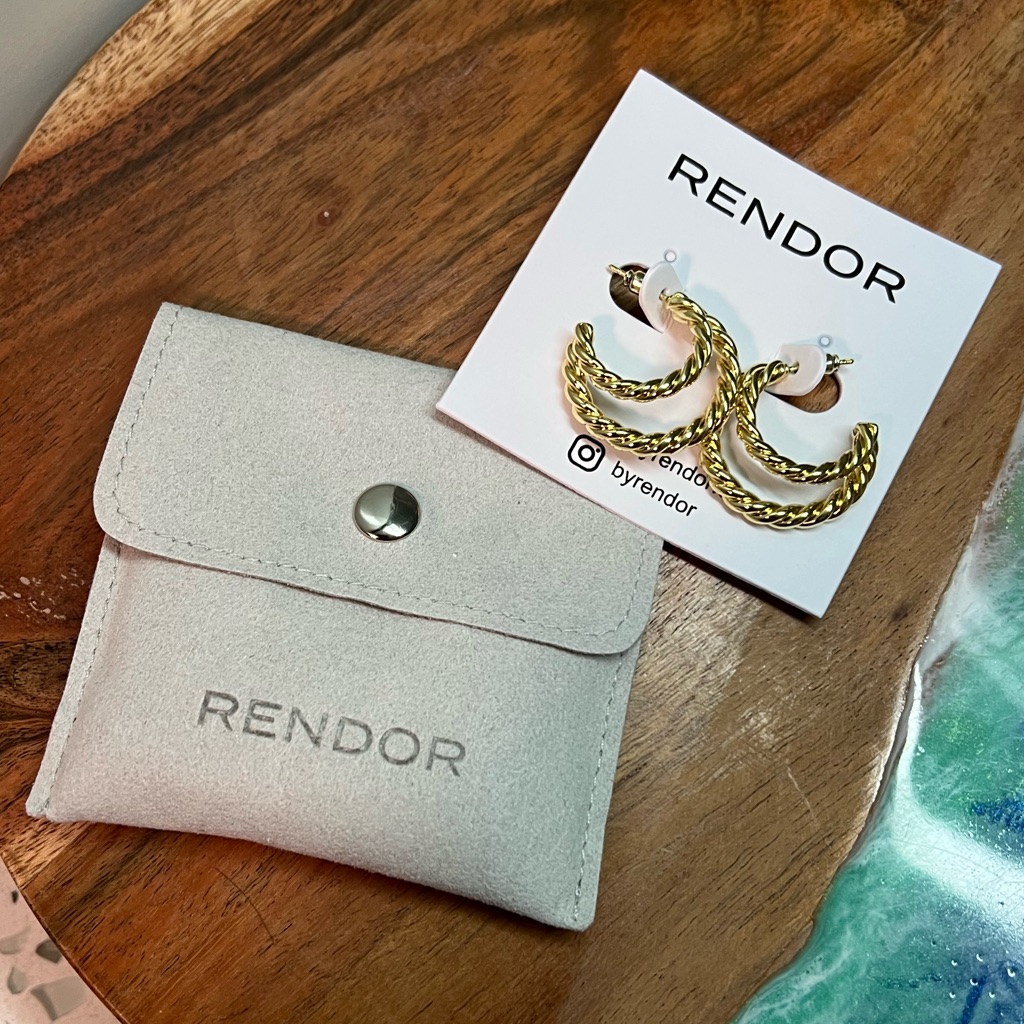 New Rendor Yellow Gold-Plated Double Hoop Victoria Earring 31$